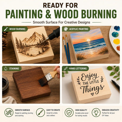 4 Pcs Unfinished Wood Blocks, 3x10x1 Inch Wooden Block, Wood Carving Blocks for Crafting Home Crafts DIY Supplies Carving Crafting