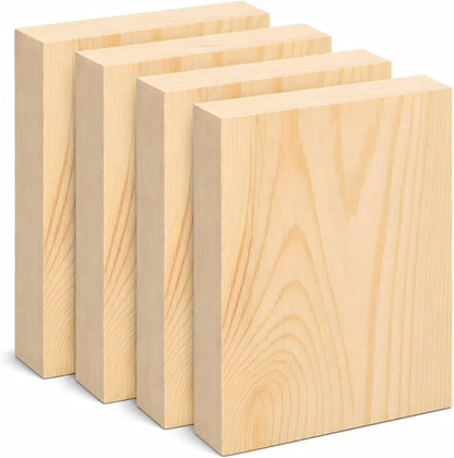 4 Pcs Unfinished Wood Blocks, 3x10x1 Inch Wooden Block, Wood Carving Blocks for Crafting Home Crafts DIY Supplies Carving Crafting
