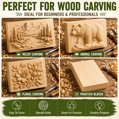 4 Pcs Unfinished Wood Blocks, 3x10x1 Inch Wooden Block, Wood Carving Blocks for Crafting Home Crafts DIY Supplies Carving Crafting
