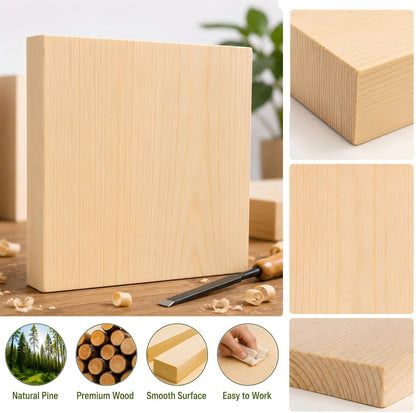 4 Pcs Unfinished Wood Blocks, 3x10x1 Inch Wooden Block, Wood Carving Blocks for Crafting Home Crafts DIY Supplies Carving Crafting