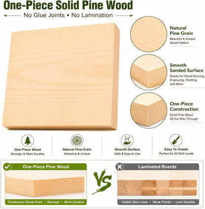 4 Pcs Unfinished Wood Blocks, 3x10x1 Inch Wooden Block, Wood Carving Blocks for Crafting Home Crafts DIY Supplies Carving Crafting