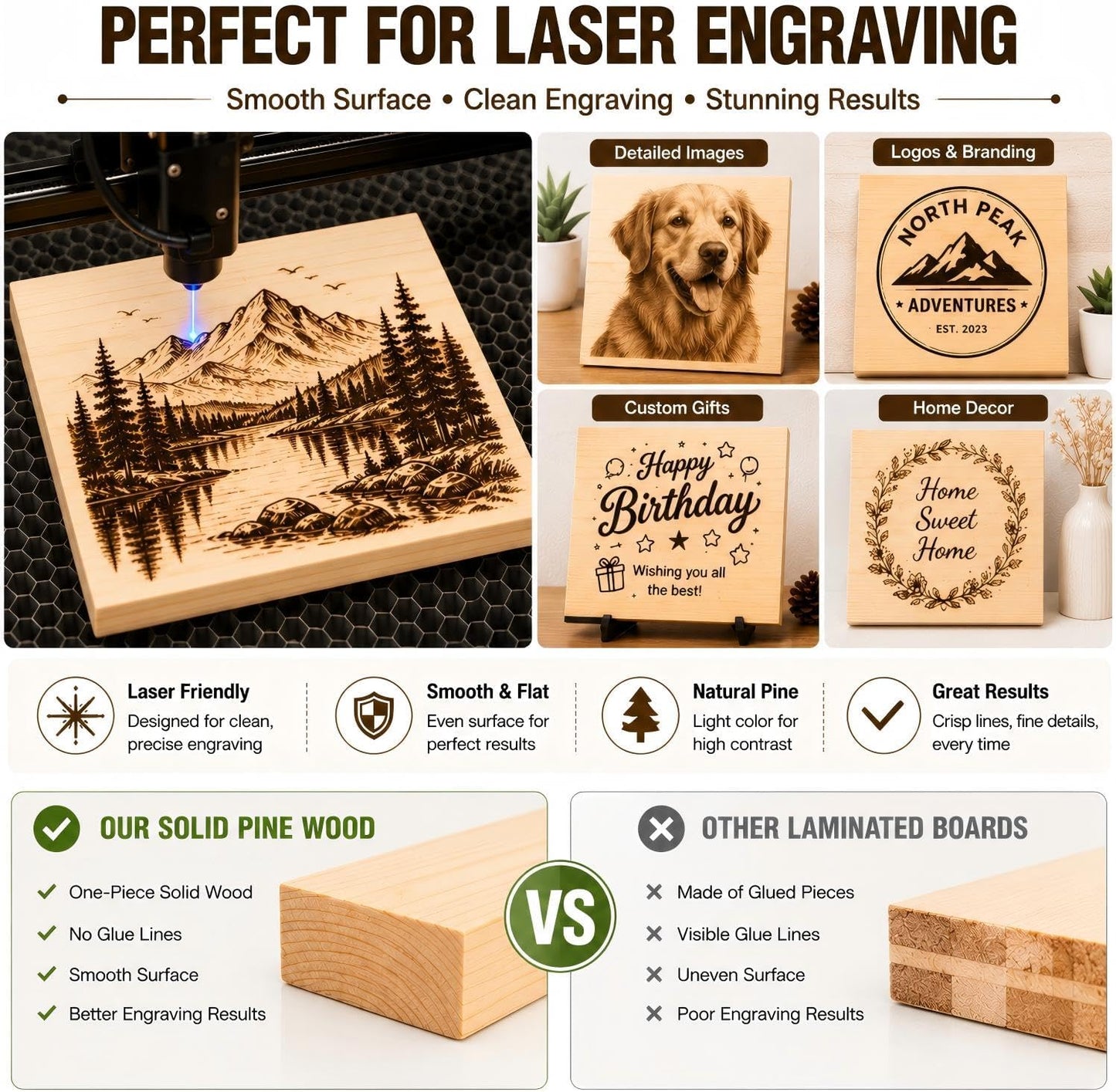 4 Pcs Unfinished Wood Blocks, 3x10x1 Inch Wooden Block, Wood Carving Blocks for Crafting Home Crafts DIY Supplies Carving Crafting