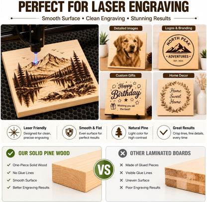 4 Pcs Unfinished Wood Blocks, 3x10x1 Inch Wooden Block, Wood Carving Blocks for Crafting Home Crafts DIY Supplies Carving Crafting