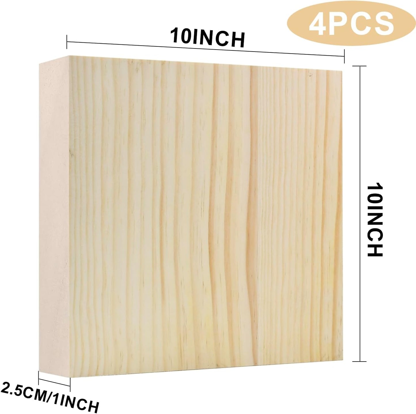 4 Pcs Unfinished Wood Blocks, 3x10x1 Inch Wooden Block, Wood Carving Blocks for Crafting Home Crafts DIY Supplies Carving Crafting