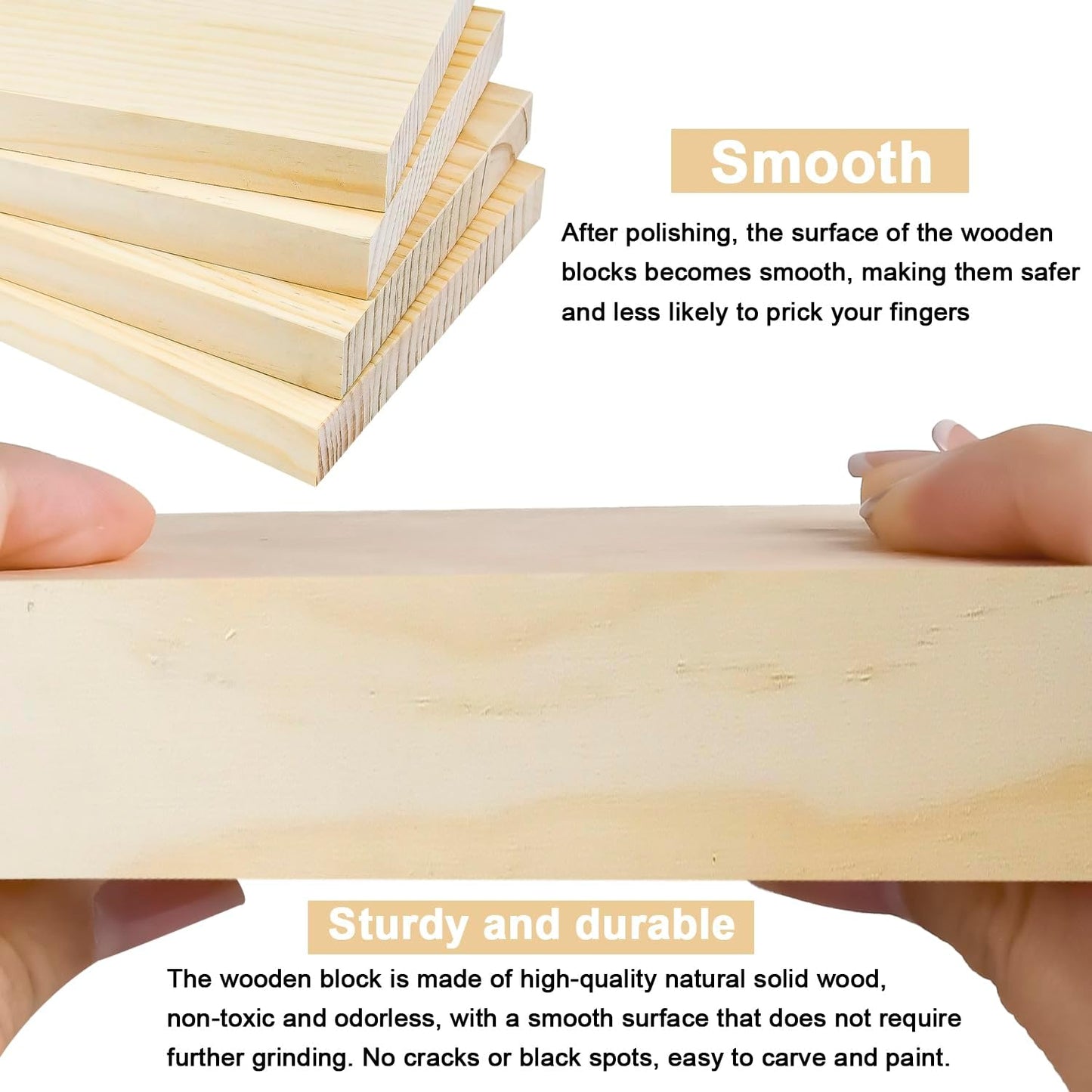 4 Pcs Unfinished Wood Blocks, 3x10x1 Inch Wooden Block, Wood Carving Blocks for Crafting Home Crafts DIY Supplies Carving Crafting