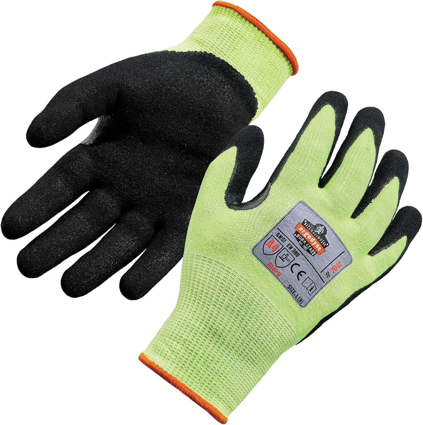 Cut Resistant Gloves, Cut Level 4, Nitrile Coated Palm for Grip, Hi Vis, ProFlex 7041 Lime, Large