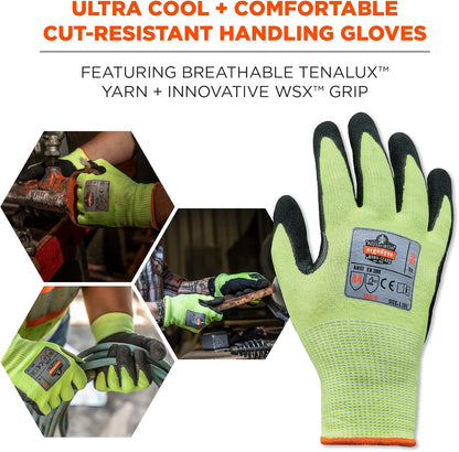 Cut Resistant Gloves, Cut Level 4, Nitrile Coated Palm for Grip, Hi Vis, ProFlex 7041 Lime, Large