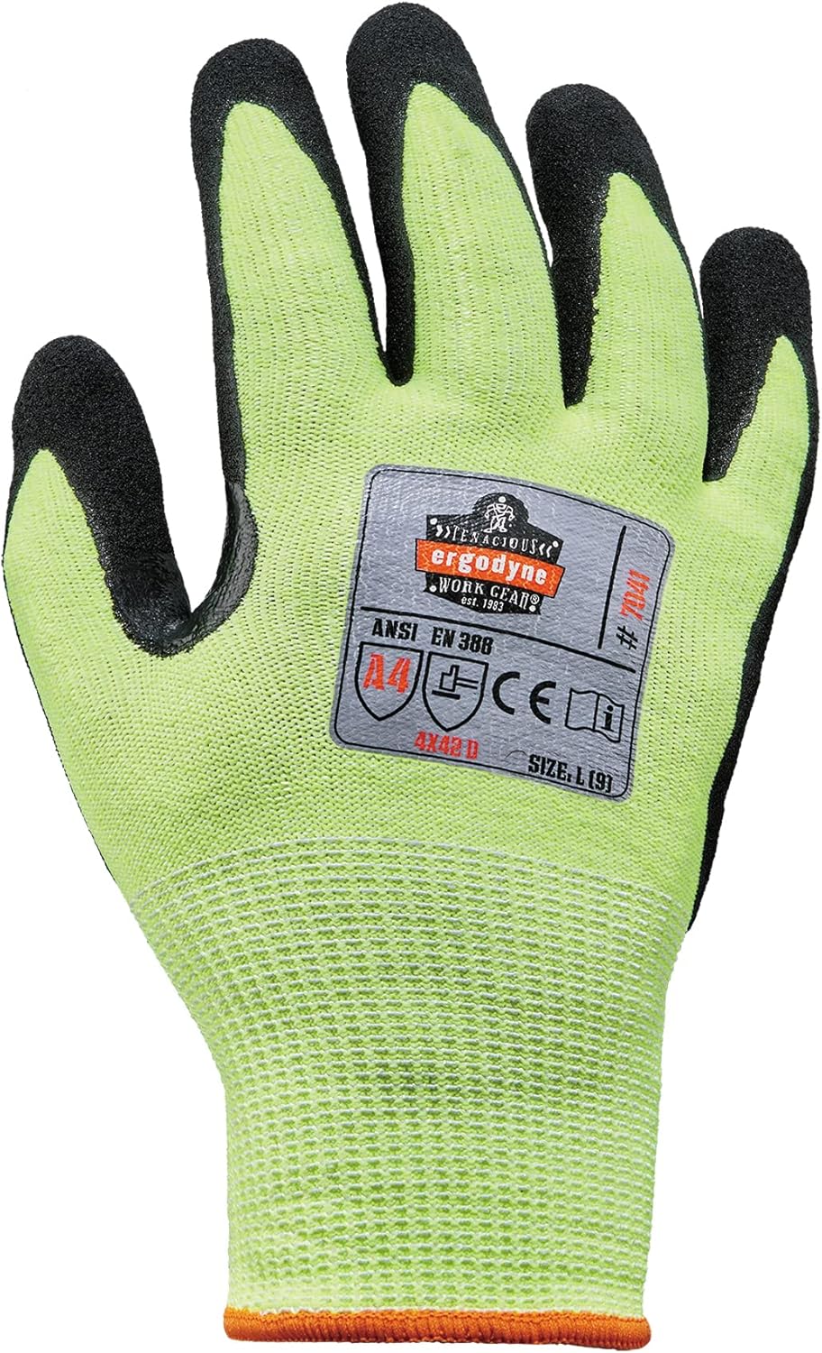 Cut Resistant Gloves, Cut Level 4, Nitrile Coated Palm for Grip, Hi Vis, ProFlex 7041 Lime, Large