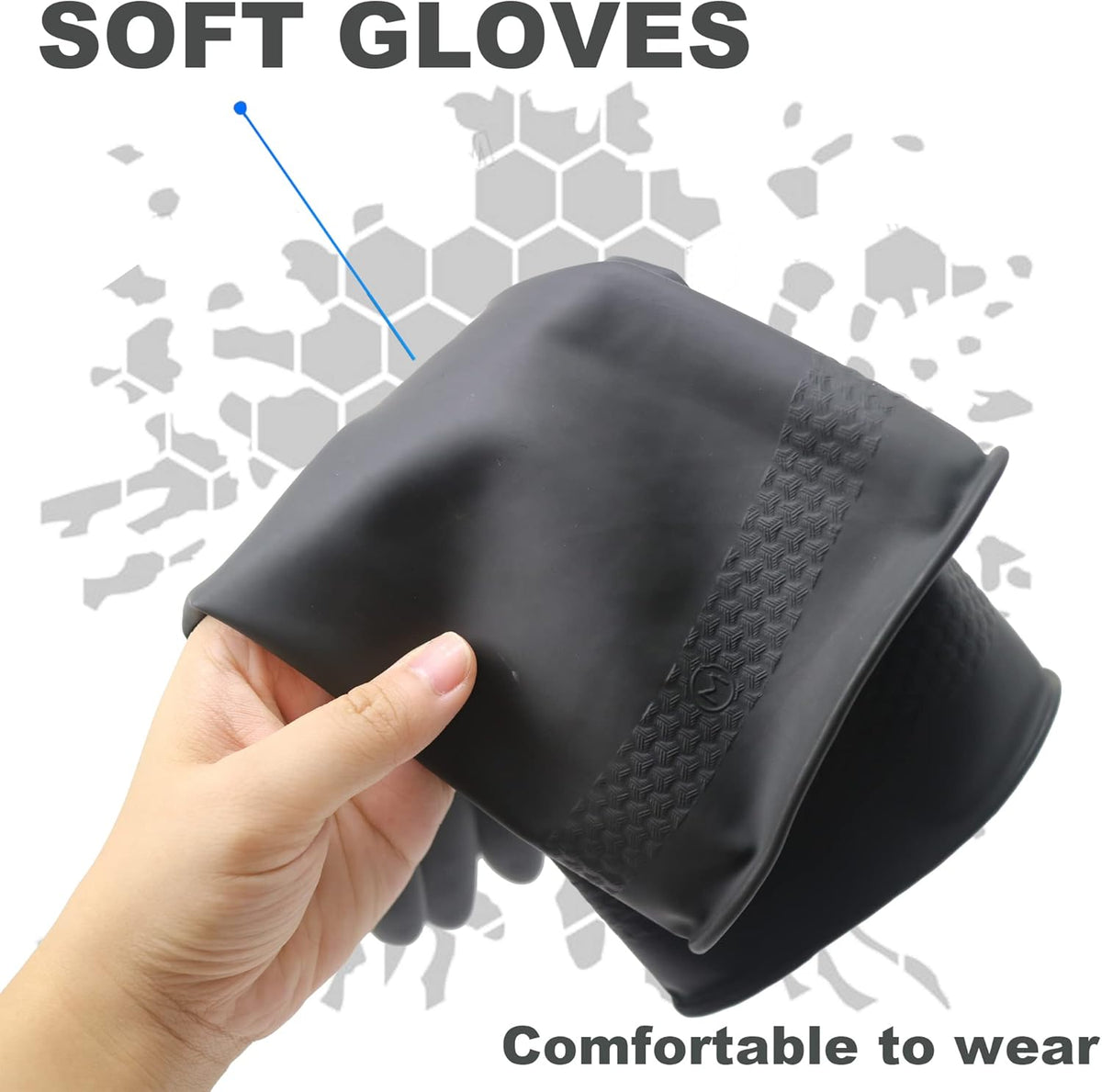 Chemical Resistant Latex Gloves, Cleaning Protective Safety Work | Heavy Duty Rubber Gloves, S-M-L-XL Size, Black 1 Pair
