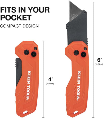 44307 FLICKBLADE Folding Utility Knife, Subcompact Design with Quick-Change Triple-Ground Carbon Steel Blade, Dual Locking Positions, and Pocket Clip