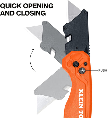 44307 FLICKBLADE Folding Utility Knife, Subcompact Design with Quick-Change Triple-Ground Carbon Steel Blade, Dual Locking Positions, and Pocket Clip