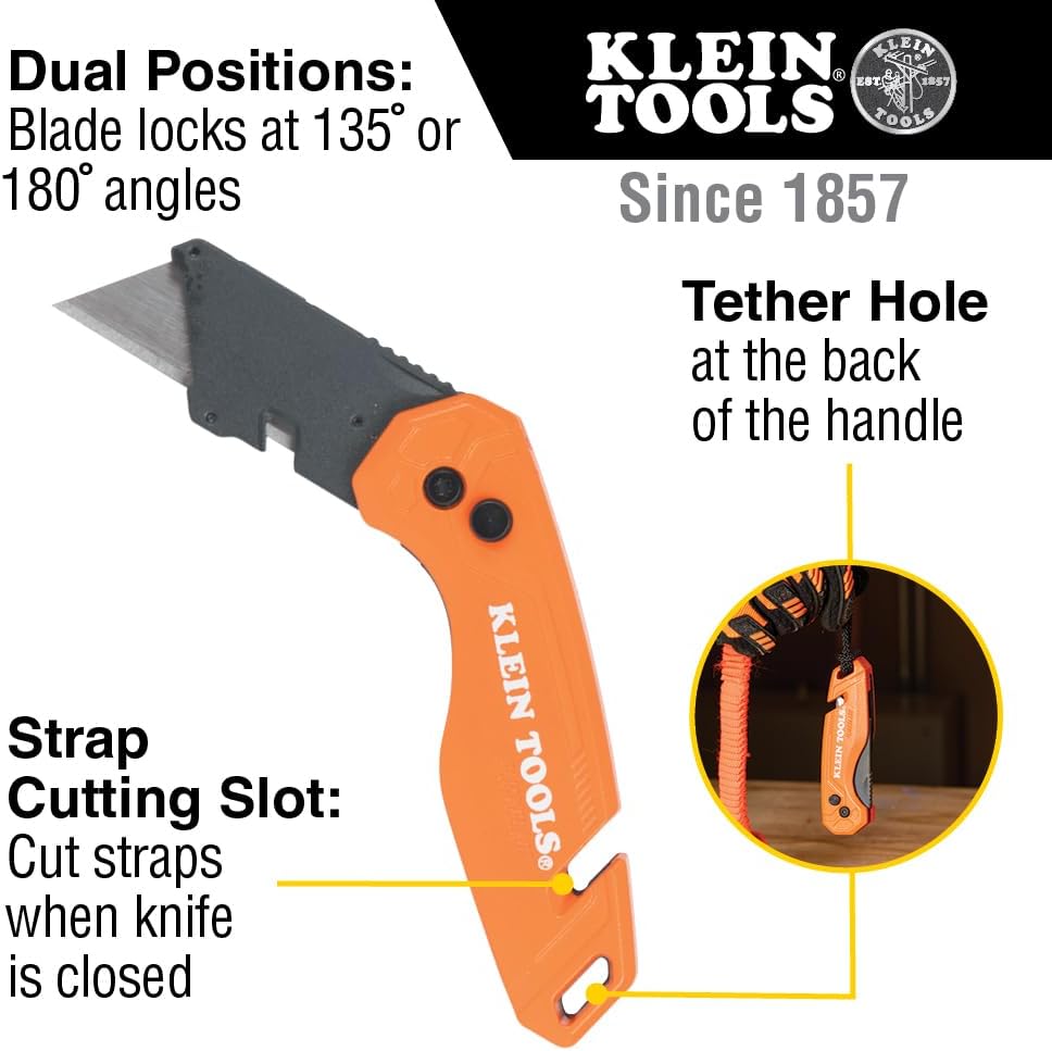 44307 FLICKBLADE Folding Utility Knife, Subcompact Design with Quick-Change Triple-Ground Carbon Steel Blade, Dual Locking Positions, and Pocket Clip