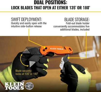 44307 FLICKBLADE Folding Utility Knife, Subcompact Design with Quick-Change Triple-Ground Carbon Steel Blade, Dual Locking Positions, and Pocket Clip