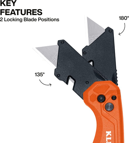 44307 FLICKBLADE Folding Utility Knife, Subcompact Design with Quick-Change Triple-Ground Carbon Steel Blade, Dual Locking Positions, and Pocket Clip