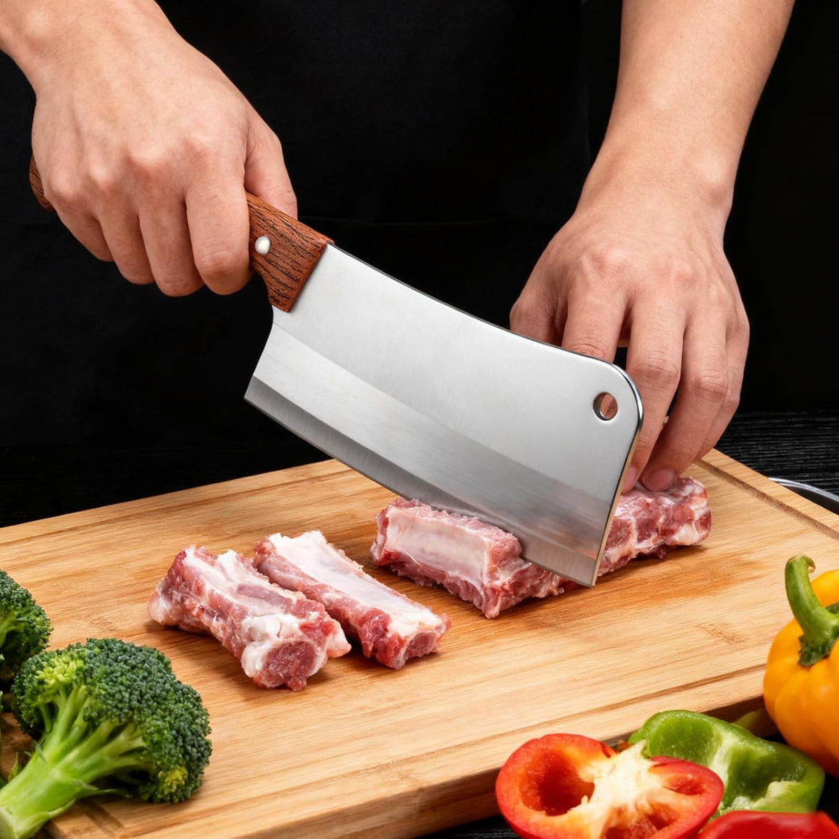 7 Inch Meat Cleaver Knife, Butcher Knife Chef Knife Heavy Duty Bone Chopper | Ultra Sharp High Carbon Steel Blade, Ergonomic Non-Slip Handle for Bone Cutting, Vegetable Chopping, Restaurant, Kitchen