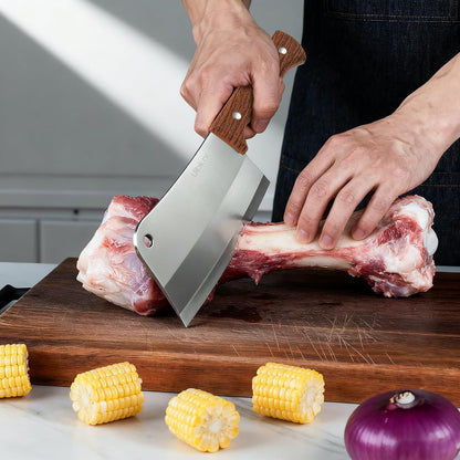 7 Inch Meat Cleaver Knife, Butcher Knife Chef Knife Heavy Duty Bone Chopper | Ultra Sharp High Carbon Steel Blade, Ergonomic Non-Slip Handle for Bone Cutting, Vegetable Chopping, Restaurant, Kitchen