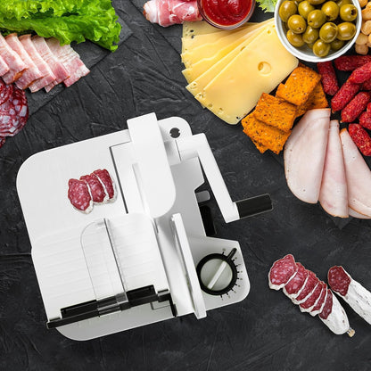 Deli Slicer, Slices Meat, Cheese, Bread, 6.5" Stainless Steel Blade, Adjustable Thickness Knob, Nestable for Easy Storage, 2-in-1 Fruit and Vegetable