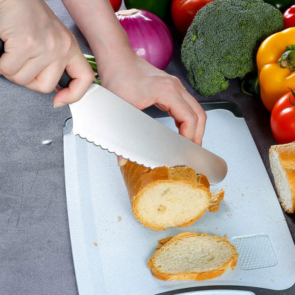 6.5 Inch German Stainless Steel Serrated Utility Knife - Bread, Vegetable & Meat Cutting - Butter Spreader - Razor Sharp Full Tang Handle Multipurpose Kitchen Knife