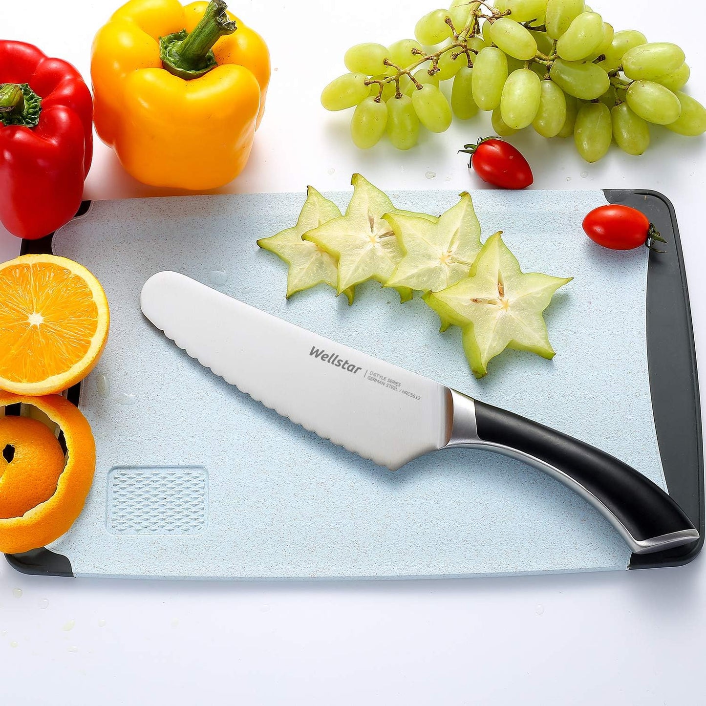 6.5 Inch German Stainless Steel Serrated Utility Knife - Bread, Vegetable & Meat Cutting - Butter Spreader - Razor Sharp Full Tang Handle Multipurpose Kitchen Knife