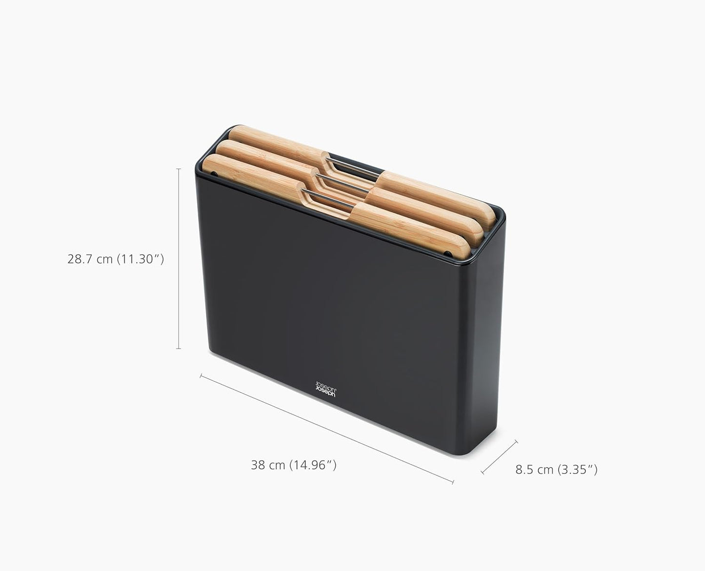 Folio 4-Piece Colour coded Cutting Board Set, Stainless Steel Slimline case for organized Kitchen storage, Black