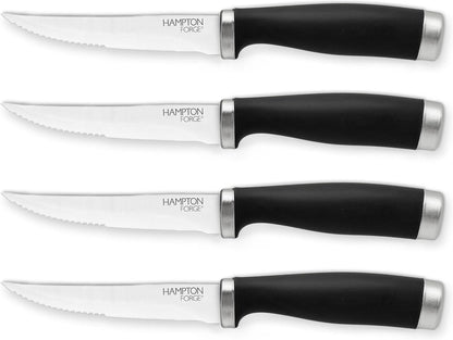 Silverware Set, Epicure Bread Knives 2 Piece, Stainless Steel Material, Hand Wash, Kitchen Utensils, Cutlery Set, Kitchen Knives, Blade Guards, Slip Resistant (Black/Silver, 2 Pieces)