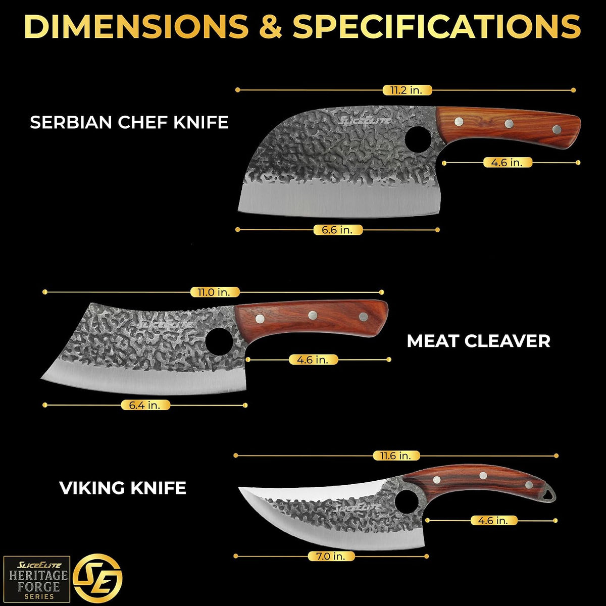 Hand-Forged Professional Butcher Knife (BUTCHER KNIFE SET W/SANDLEWOOD HANDLES)