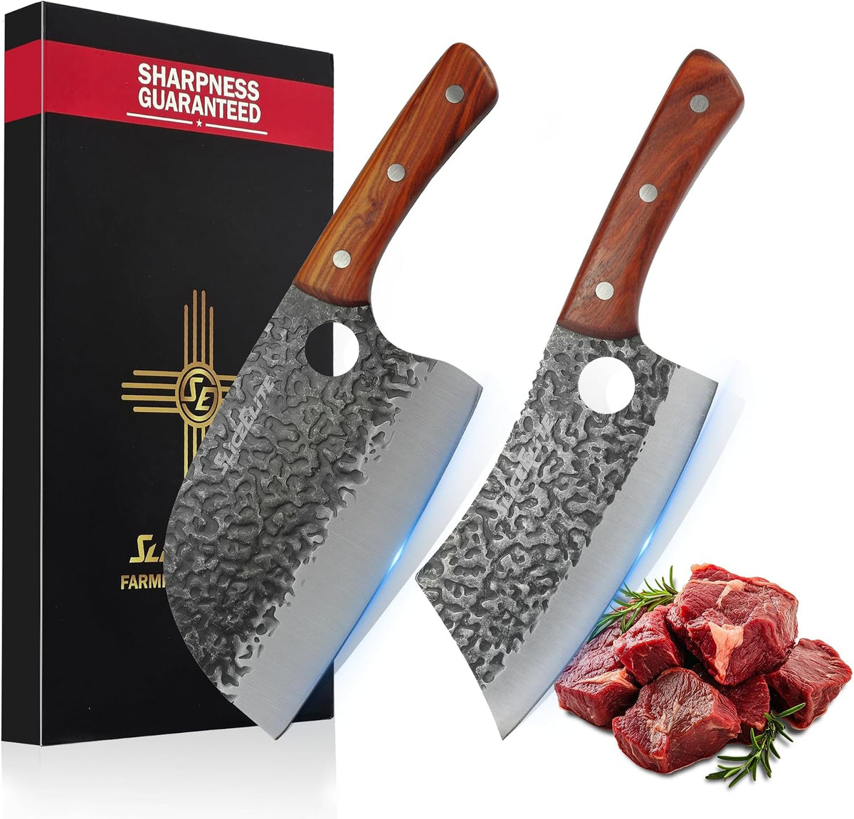 Hand-Forged Professional Butcher Knife (BUTCHER KNIFE SET W/SANDLEWOOD HANDLES)