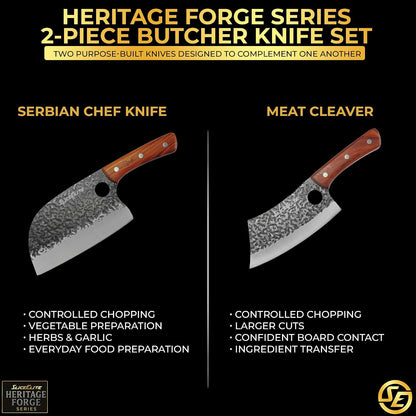 Hand-Forged Professional Butcher Knife (BUTCHER KNIFE SET W/SANDLEWOOD HANDLES)