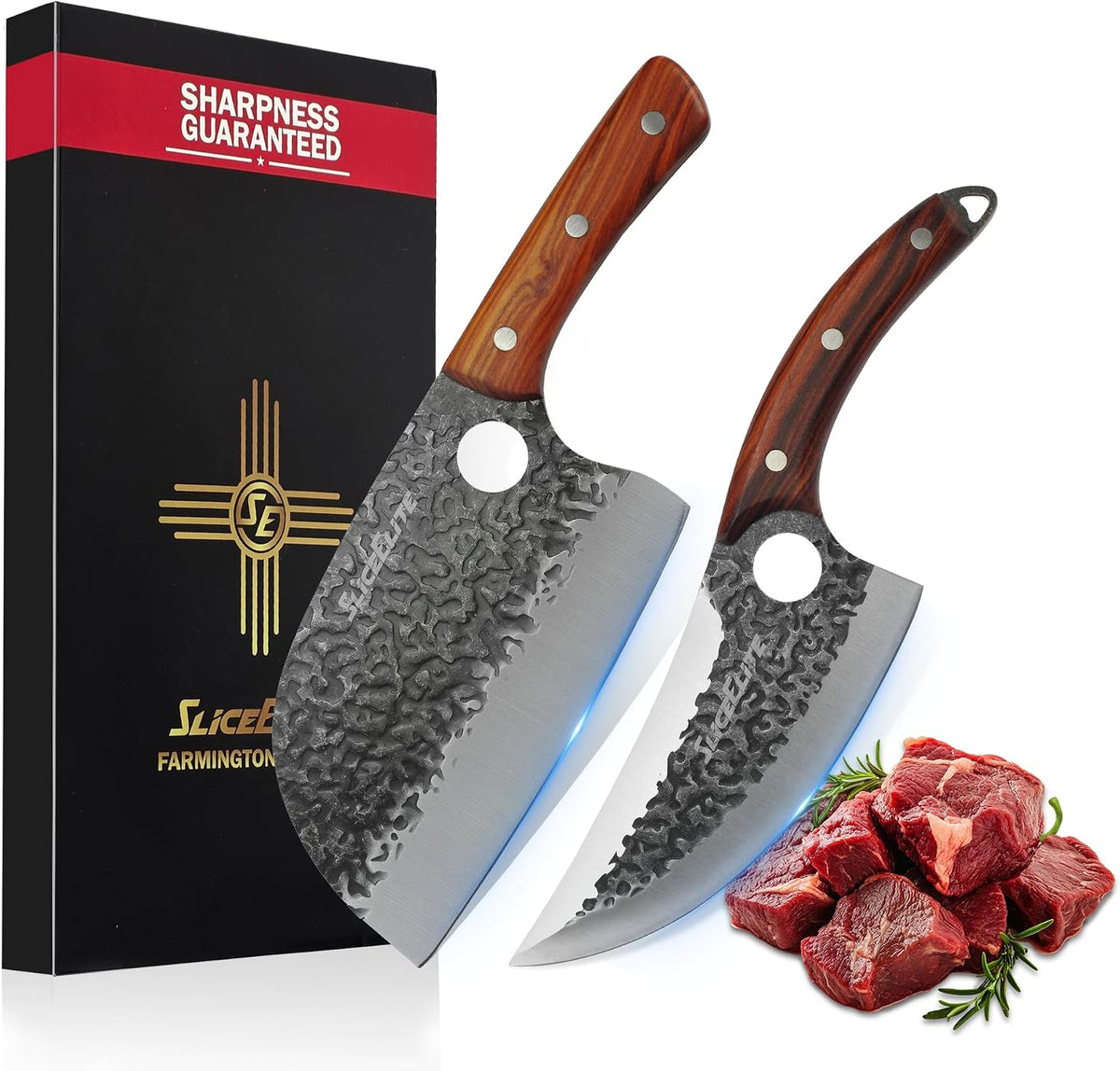 Hand-Forged Professional Butcher Knife (BUTCHER KNIFE SET W/SANDLEWOOD HANDLES)