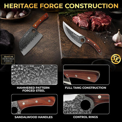 Hand-Forged Professional Butcher Knife (BUTCHER KNIFE SET W/SANDLEWOOD HANDLES)