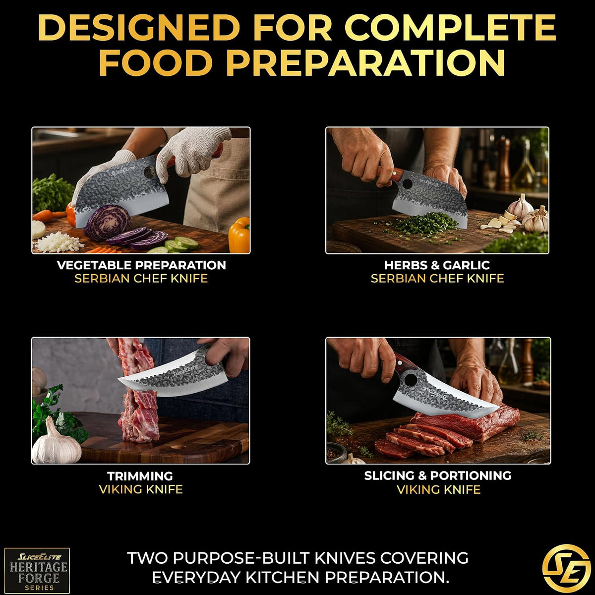 Hand-Forged Professional Butcher Knife (BUTCHER KNIFE SET W/SANDLEWOOD HANDLES)