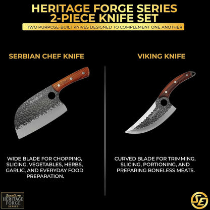 Hand-Forged Professional Butcher Knife (BUTCHER KNIFE SET W/SANDLEWOOD HANDLES)