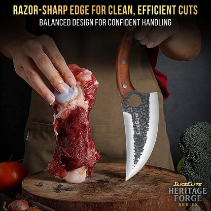Hand-Forged Professional Butcher Knife (BUTCHER KNIFE SET W/SANDLEWOOD HANDLES)
