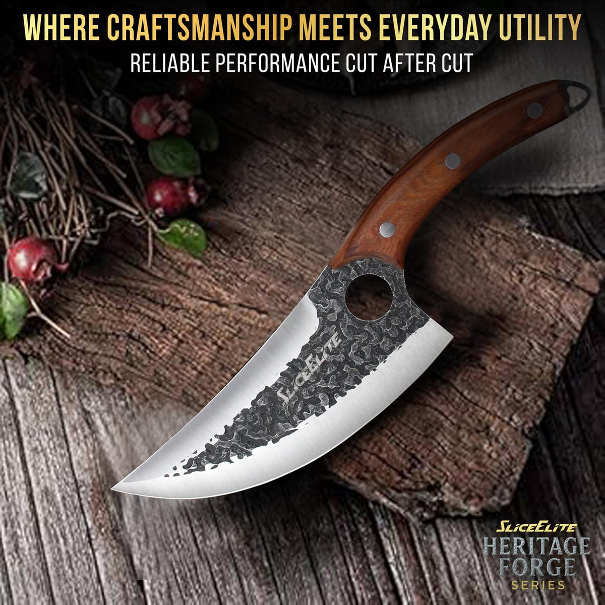 Hand-Forged Professional Butcher Knife (BUTCHER KNIFE SET W/SANDLEWOOD HANDLES)