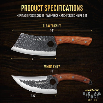 Hand-Forged Professional Butcher Knife (BUTCHER KNIFE SET W/SANDLEWOOD HANDLES)