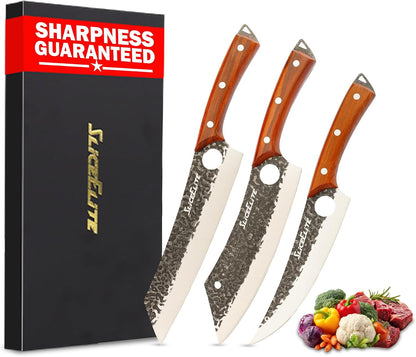 Hand-Forged Professional Butcher Knife (BUTCHER KNIFE SET W/SANDLEWOOD HANDLES)