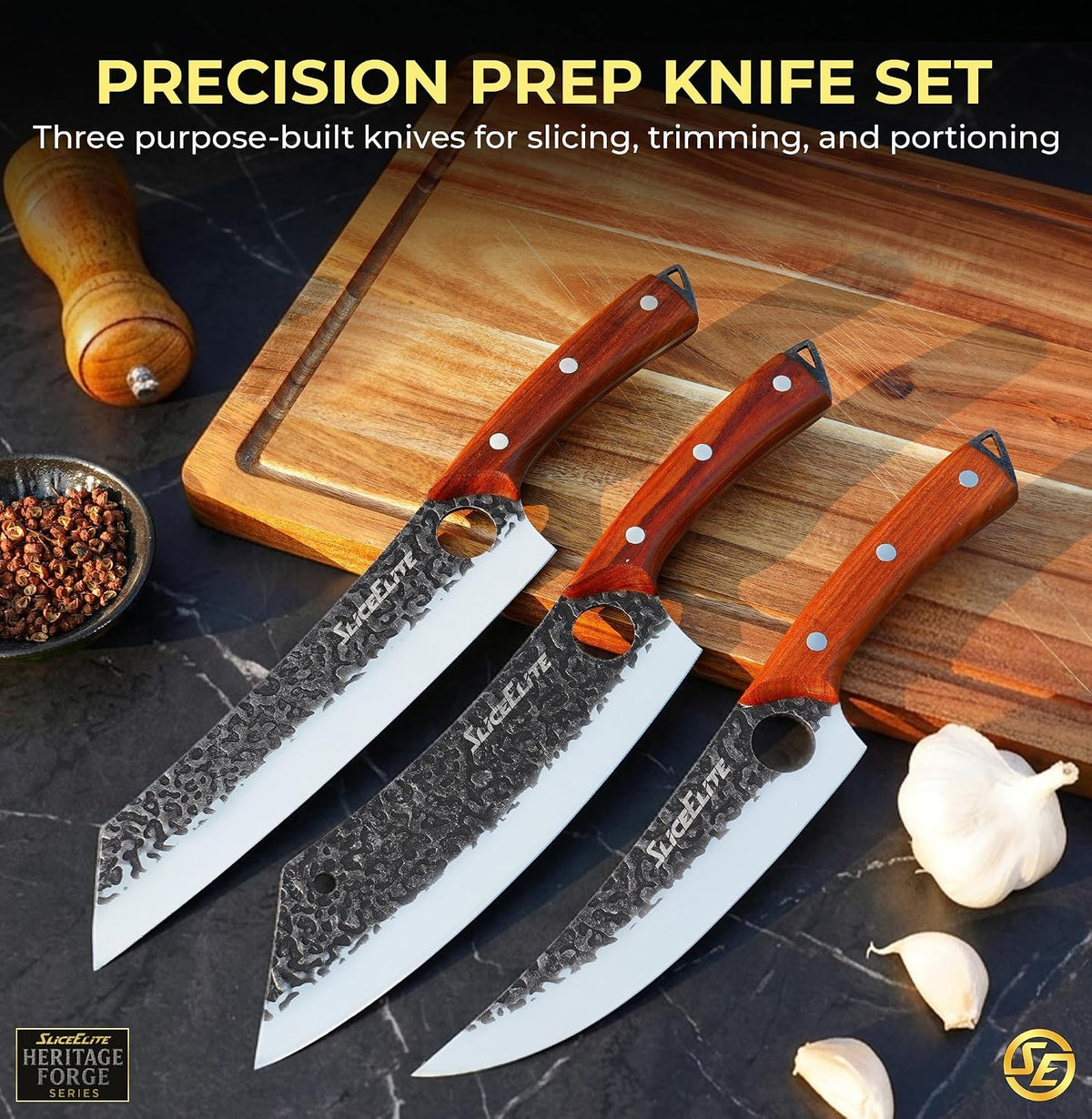Hand-Forged Professional Butcher Knife (BUTCHER KNIFE SET W/SANDLEWOOD HANDLES)