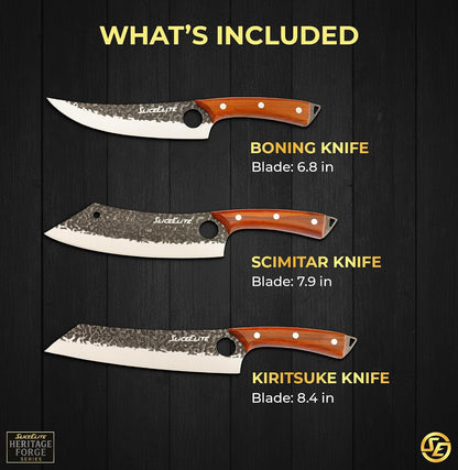 Hand-Forged Professional Butcher Knife (BUTCHER KNIFE SET W/SANDLEWOOD HANDLES)