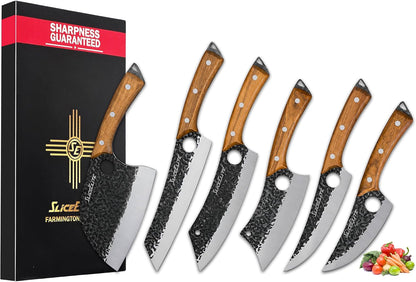 Hand-Forged Professional Butcher Knife (BUTCHER KNIFE SET W/SANDLEWOOD HANDLES)