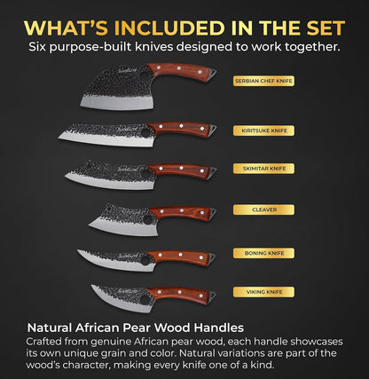 Hand-Forged Professional Butcher Knife (BUTCHER KNIFE SET W/SANDLEWOOD HANDLES)