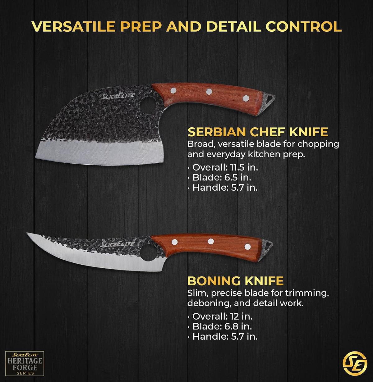 Hand-Forged Professional Butcher Knife (BUTCHER KNIFE SET W/SANDLEWOOD HANDLES)
