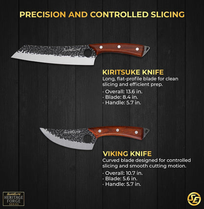 Hand-Forged Professional Butcher Knife (BUTCHER KNIFE SET W/SANDLEWOOD HANDLES)