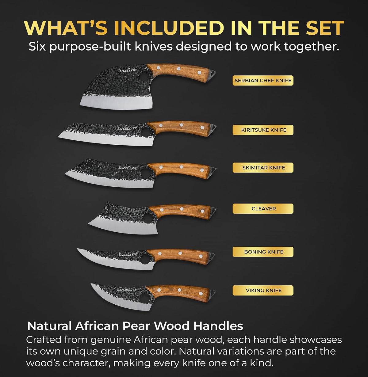 Hand-Forged Professional Butcher Knife (BUTCHER KNIFE SET W/SANDLEWOOD HANDLES)