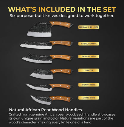 Hand-Forged Professional Butcher Knife (BUTCHER KNIFE SET W/SANDLEWOOD HANDLES)