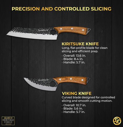 Hand-Forged Professional Butcher Knife (BUTCHER KNIFE SET W/SANDLEWOOD HANDLES)
