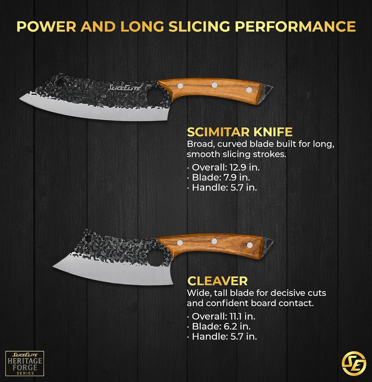 Hand-Forged Professional Butcher Knife (BUTCHER KNIFE SET W/SANDLEWOOD HANDLES)