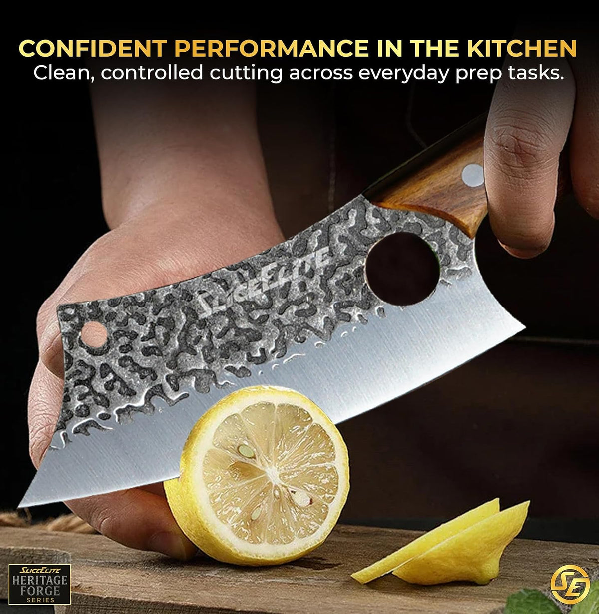 Hand-Forged Professional Butcher Knife (BUTCHER KNIFE SET W/SANDLEWOOD HANDLES)
