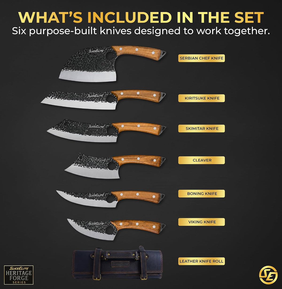 Hand-Forged Professional Butcher Knife (BUTCHER KNIFE SET W/SANDLEWOOD HANDLES)