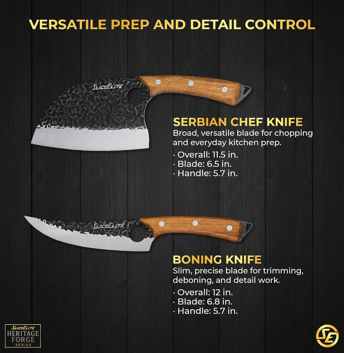 Hand-Forged Professional Butcher Knife (BUTCHER KNIFE SET W/SANDLEWOOD HANDLES)