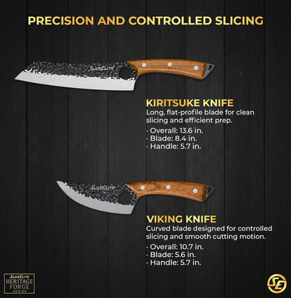 Hand-Forged Professional Butcher Knife (BUTCHER KNIFE SET W/SANDLEWOOD HANDLES)
